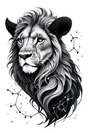 Leo and Aries constellation intertwined tattoo design idea