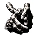 one human hand pinky promise with bone hand tattoo design idea