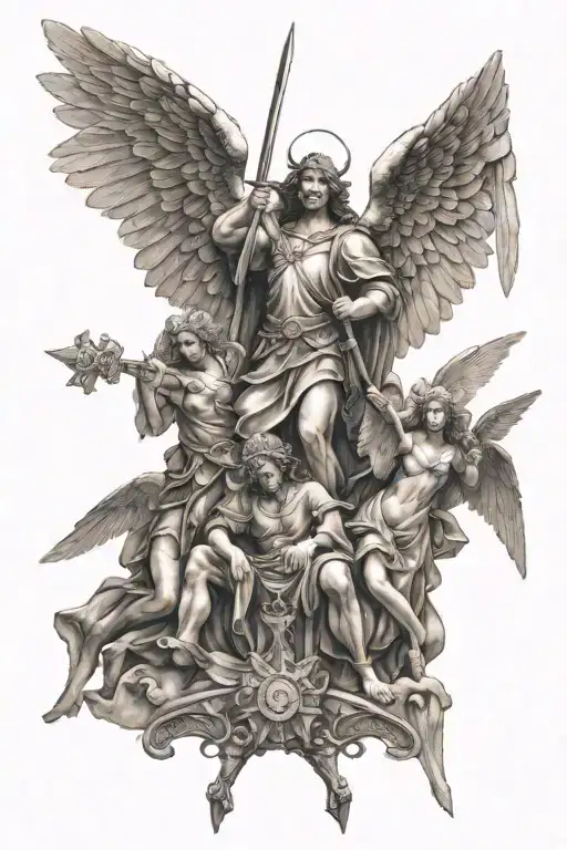 angels and st Michael tattoo design idea