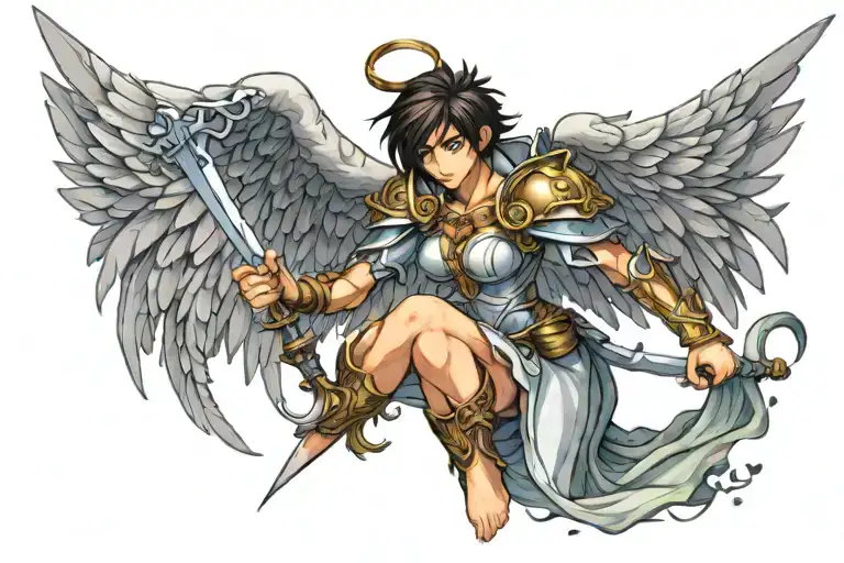 Meaningful warrior angel tattoo design idea