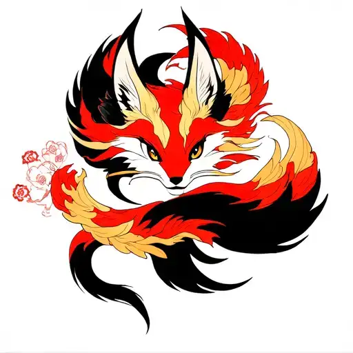 nine tailed fox tattoo design idea