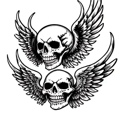 Skull of the Laz Wings tattoo design idea