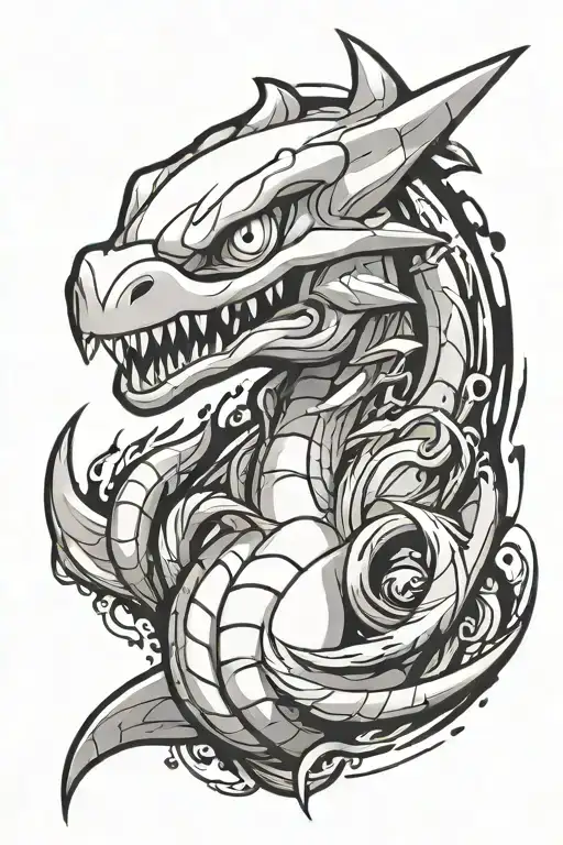 lugia pokemon close up face in action tattoo design idea