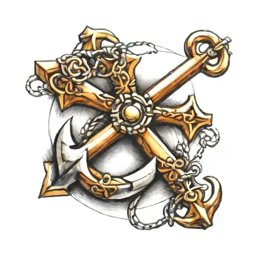 anchor cross tattoo design idea