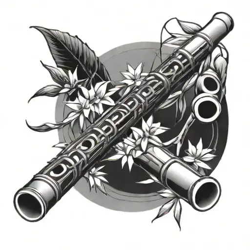 bamboo flute tattoo design idea