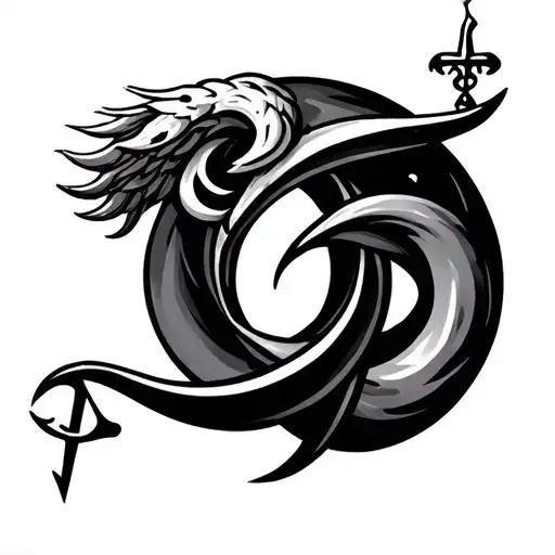 Sagittarius libra taurus symbols intertwined tattoo design idea