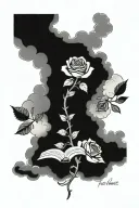 rose, bible verse with clouds tattoo design idea