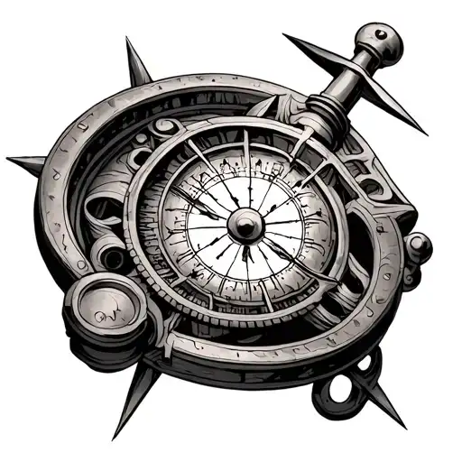 sextant navigation tattoo design idea