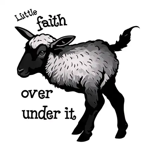 little lamb with faith over fear under it tattoo design idea