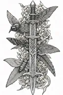 narsil sword from lord of the rings broken up by a centered deaths head hawk moth tattoo design idea
