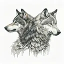 two wolves looking at each other. standing opposite and looking at each other. one of them white colour tattoo design idea