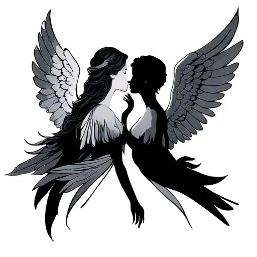 Angels Kissing tattoo design idea
