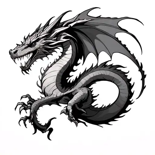 dragon breathing fire tattoo design idea