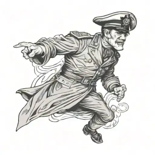 A sheet ghost resembling the tv show character The Captain from the BBC series Ghosts tattoo design idea