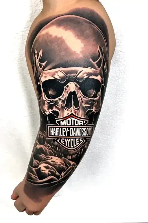 Harley Davidson sleeve tattoo design idea