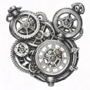 broken pocket watch mechanism intertwined tattoo design idea
