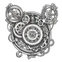broken pocket watch mechanism intertwined tattoo design idea