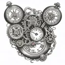 broken pocket watch mechanism intertwined tattoo design idea