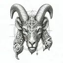 Aries in half realistic and half geometric style tattoo design idea