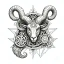 Aries in half realistic and half geometric style tattoo design idea