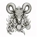 Aries in half realistic and half geometric style tattoo design idea