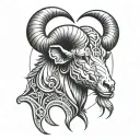 Aries in half realistic and half geometric style tattoo design idea
