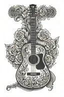 acoustic guitar tattoo design idea