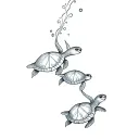 3 Turtles swimming together tattoo design idea