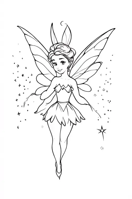 fairy dust around tinkerbell tattoo design idea