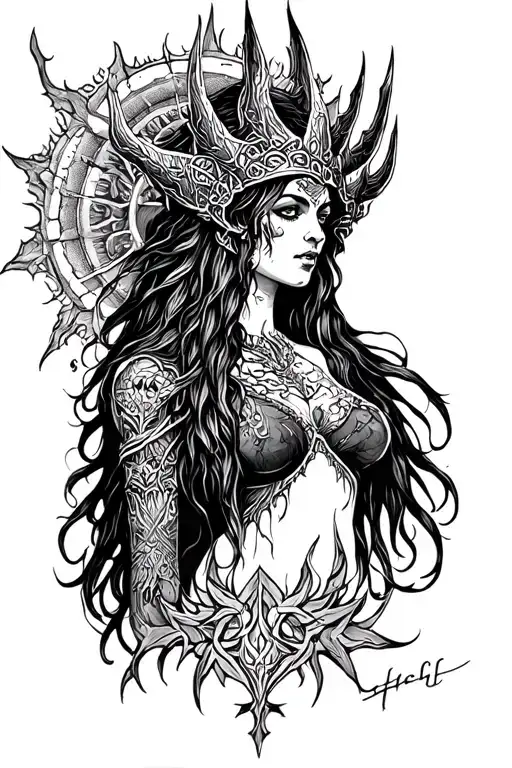 Norse Goddess Hel Queen Of The Underworld Tattoo tattoo design idea