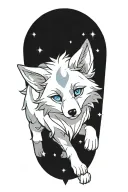 cherokee wolf pup blue and gray anime character tattoo design idea
