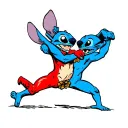 Stich and Leroy fighting each other tattoo design idea
