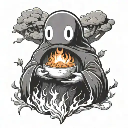 no face feeding calcifer spirited away tattoo design idea