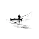 a lonely path Through the silence On a boat fishing  tattoo design idea
