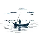 a lonely path Through the silence On a boat fishing  tattoo design idea