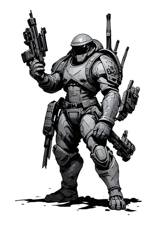 Helldivers 2 in the style tattoo design idea