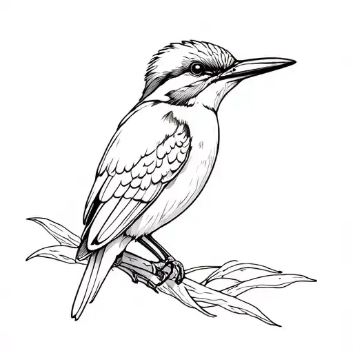 kingfisher line drawing tattoo design idea