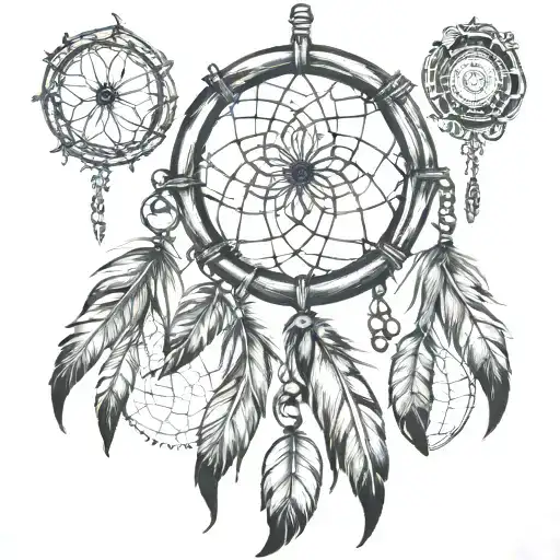 dream catcher and fishnets smoking cigarettes tattoo design idea