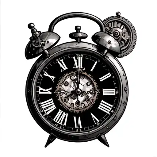 steampunk clock with time and date set to 11/16 tattoo design idea