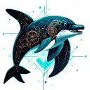 winged dolphin leaping tattoo design idea