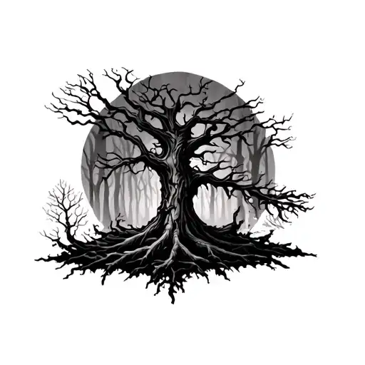 death Forrest trees tattoo design idea