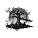 death Forrest trees tattoo design idea