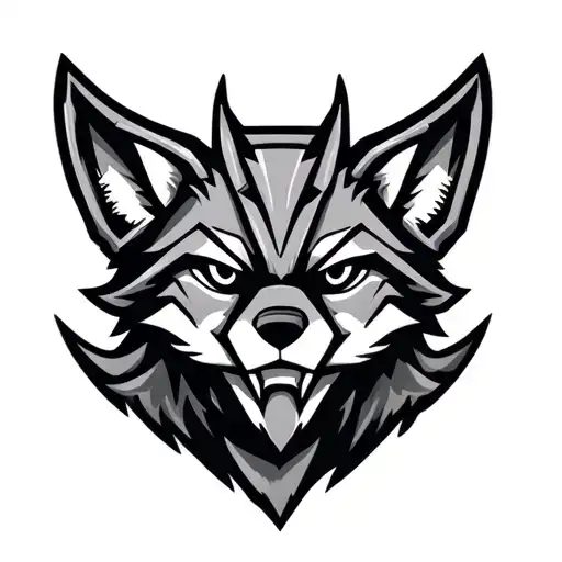 Mechanical fox head logo. Low detail, simple design. tattoo design idea