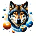 wolf looking forward with globes floating around him each globes with santiago dominican republic one new york one colom tattoo design idea