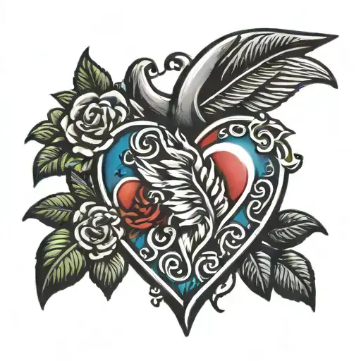 heart with Bonnie Sue tattoo design idea