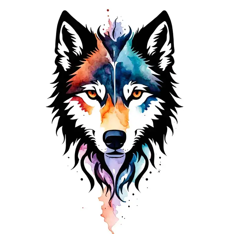 shadow wolf silhouette tattoo design idea