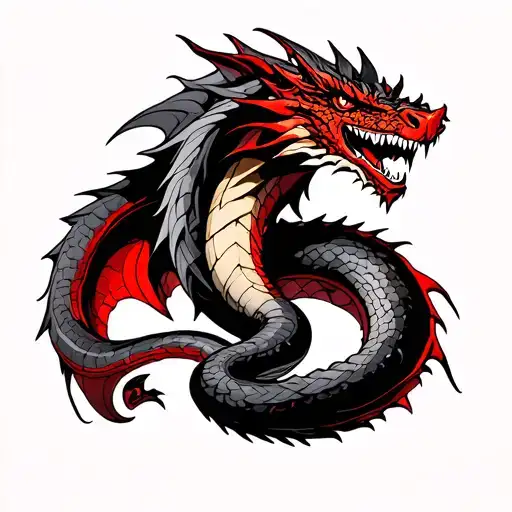 Smaug ouroboro red snake tattoo design idea