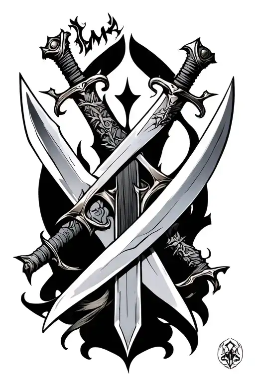 Demon Slayer swords crossed together symbolizing tattoo design idea