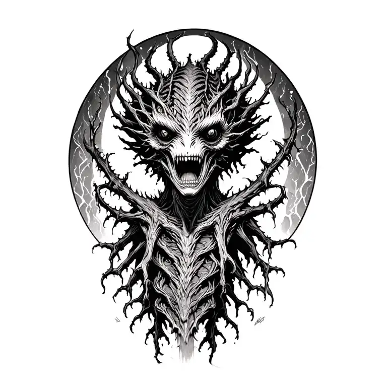 demogorgon stanger things inside tattoo design idea
