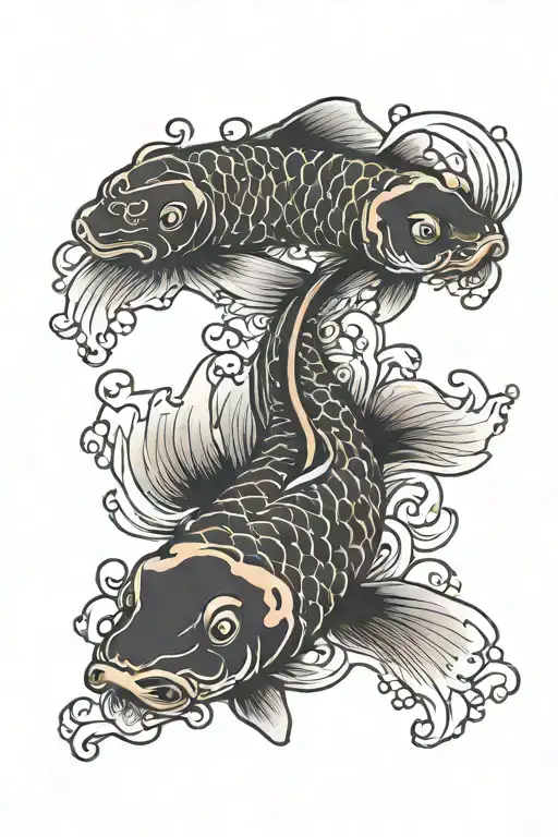 koi fish swimming upstream tattoo design idea